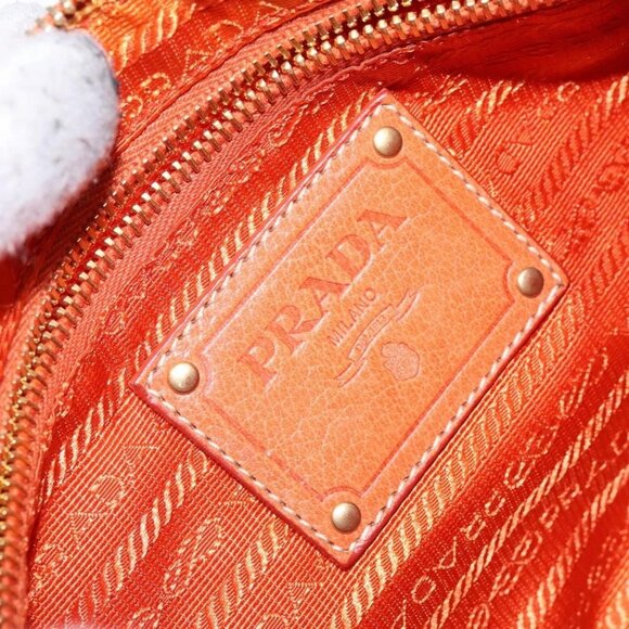 PRADA Accessory Pouch Nylon Orange Gold Auth 139357 - Picture 10 of 16